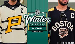 Boston Bruins Vs Pittsburgh Penguins 2023 Winter Classic Commemorative  gambar png