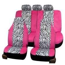 Zebra Seat Cover Set Pink Accents