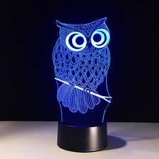 Owl Color Changing 3d Illusion Lamp