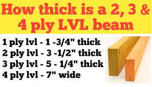 how thick is a 2 3 4 ply lvl beam