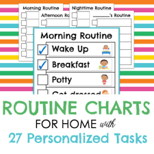 Routine Charts For Home With 27 Personalized Tasks
