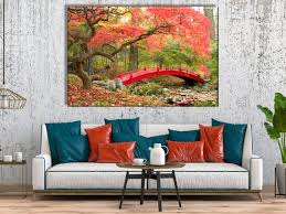 Japanese Garden Wall Art Red Bridge