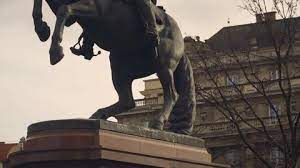 Statue Of Warrior Riding A Horse With