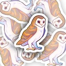 Cute Barn Owl Sticker 2 Glossy
