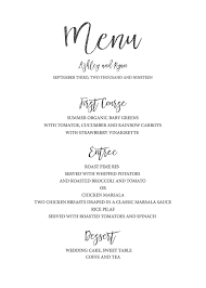 free printable wedding menu