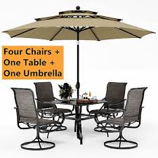 6 Piece Patio Table Chairs Set With