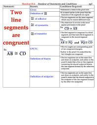 Handout H4 Proofs Statements Reasons Conditions Chart