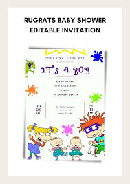 editable rugrats baby shower invitation