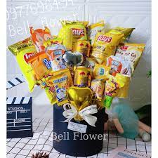 Bó Hoa Bánh Kẹo Bim Bim Siêu Đẹp, Giỏ Quà Tặng Trung Thu, Sinh Nhật,  Valentine, Trang Trí Nhà Cửa Bell Flower