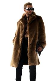 Brown Faux Fur Coat Men Luxury Faux