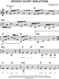 Best collection of piano letters notes, casio notes, piano keyboard notes, staff notes, guitar chords, letters notes and lyrics. Andrew Gold Spooky Scary Skeletons Sheet Music For Beginners In A Minor Download Print Sku Mn0202297