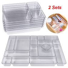2 sets 14pcs clear plastic drawer