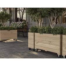 Ejoy 40 In X 12 In X 32in Solid Wood Mobile Planter Barrier In Unfinished Wood Color For Cafes And Restaurants Outdoor Use