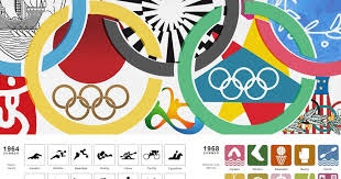 Ilustración acerca el logotipo del juego olímpico, mostrando activitis del spoort del som, mano del backgound se ahoga. Especial Logotipos Y Pictogramas De Los Juegos Olimpicos Diseno Domestika