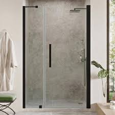 Ove Decors Pa0540401 Endless Pasadena 41 3 4 Inch Alcove Frameless Pivot Shower Door With Shelves Black