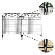 Mtb Black Coated Steel Decorative Garden Fence Panel 8 Leaves 44 X 36 Inch Pkg Of 4 Linear Length 12 Feet Metal Border Folding Fence