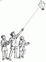 Small boy flying a kite in the hot sun kid like artwork. Drawing Of Makar Sankranti Free Kite Coloring Pages Alltoys For Photo Drawing Of Makar Sankranti Free Kite C Fly Drawing Drawings Scenery Drawing For Kids