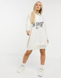 Asos design supersoft long woven scarf with raw edge with happy face embroidery in black | asos. Asos Design Mini Collared Sweatshirt Dress With Usa Sport Logo In Cream Asos