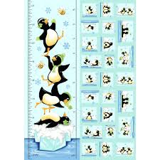 Cotton Woven World Of Susybee Gwyn The Penguin Growth Chart Panel By The Panel