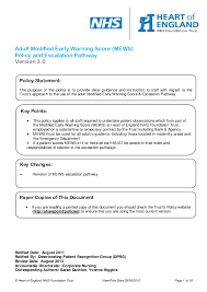 Pdf Adult Modified Early Warning Score Mews Policy And
