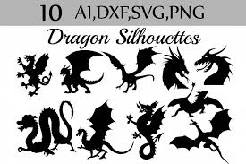 What S Included 10 High Quality 300 Dpi Svg Dxf Ai And Png Files Ad With Images Dragon Silhouette Silhouette Clip Art Dragon Images