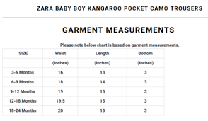 Zara Baby Boy Kangaroo Pocket Camo Trousers