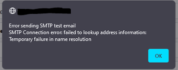 smtp temporary failure in name