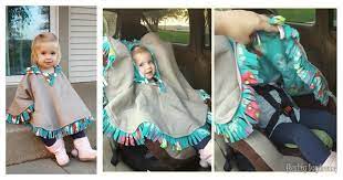 Fleece Lined Hooded Car Seat Poncho