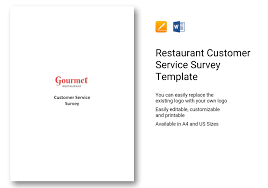 Restaurant Customer Service Survey Template In Word Apple Pages