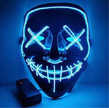 Amazon Com Moonideal Halloween Light Up Mask El Wire Scary Mask For Halloween Festival Party Sound Induction Twinkling With Music Speed Blue Toys Games