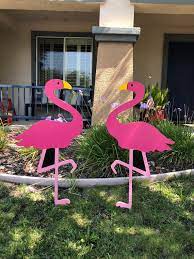 Pink Flamingos Outdoor Yard Art Decor