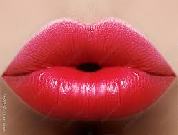 closeup kiss red lip makeup beautiful
