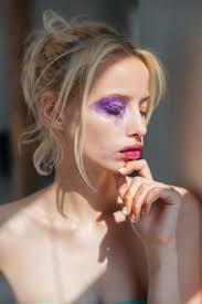 stylish purple makeup stock photo