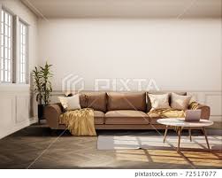 Vintage Style Living Room With Beige