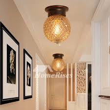 Wrought Iron Ceiling Lights For Hallway Industrial Vintage Antique Kitchen Frosted Glass Ball Shade