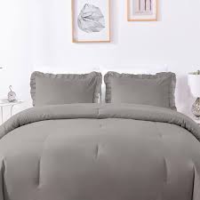 Sx Ruffled Grey Comforter Queen Set
