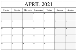 In jedem der fünf farbschemen sind die kalenderwochen und gesetzlichen feiertage eingetragen. Kostenlos Druckbar April 2021 Kalender Vorlage In Pdf Schulferien Kalender