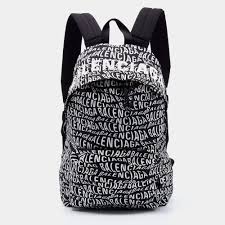 Balenciaga Black/White All Over Logo Print Nylon Backpack