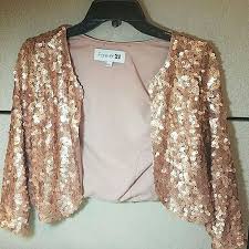 Authentic dolce gabbana gold cropped jacket. Forever 21 Rose Gold Sequin Cropped Jacket Crop Jacket Rose Gold Sequin Jackets