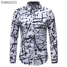 ₹ 600/ piece get latest price. Black White Graffiti Print Shirt Men 2018 Fashion Casual Button Down Dress Shirts Mens Long Sleeve Social Shirt Camisa Hombre Casual Shirts Aliexpress