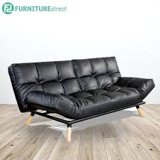 panama 3 seater pu sofa bed black