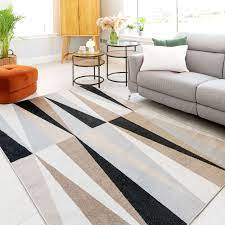 soft neutral retro geometric area rug