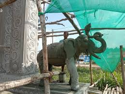 Cement Elephant Outdoor Decor Garden
