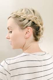 Start braiding and when you've finished you can twist each one in a small bun. How To Create An Easy Halo Braid On Short Hair Poor Little It Girl