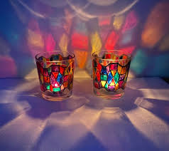 Stained Glass Candle Holder Set Of 2