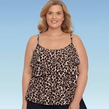 Plus size animal print collection. Women S Plus Size Slimming Control Tiered Tankini Top Dreamsuit By Miracle Brands Neutral Animal Print 18w Target
