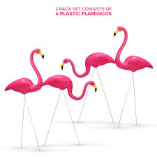2 Pcs Garden Pink Flamingo Bird Lawn