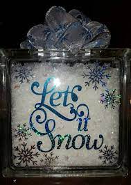 Let It Snow Glass Block Glass
