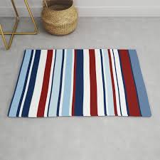 nautical stripes blue red white rug