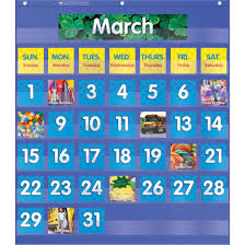 Black Monthly Calendar Pocket Chart